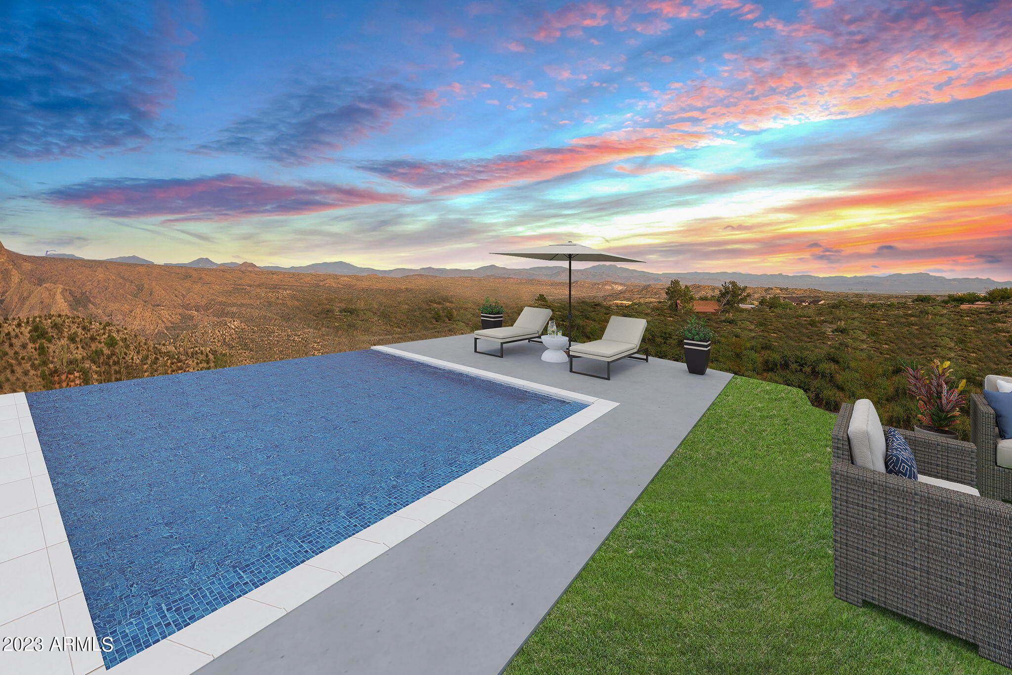 11519 East Blue Wash Road Scottsdale, AZ 85262 - Photo 12 of 42 a view of a terrace with a garden
