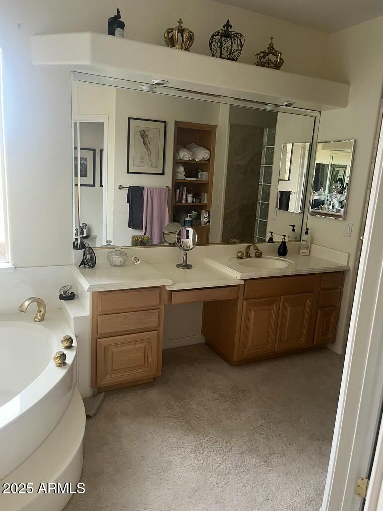 11519 East Blue Wash Road Scottsdale, AZ 85262 - Photo 32 of 42 a bathroom with a double vanity sink mirror and bathtub