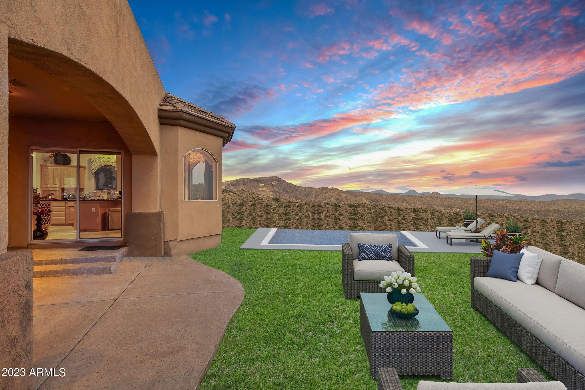 11519 East Blue Wash Road Scottsdale, AZ 85262 - Photo 9 of 42 a view of a terrace with couches and city view