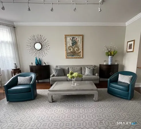 a dining room with furniture