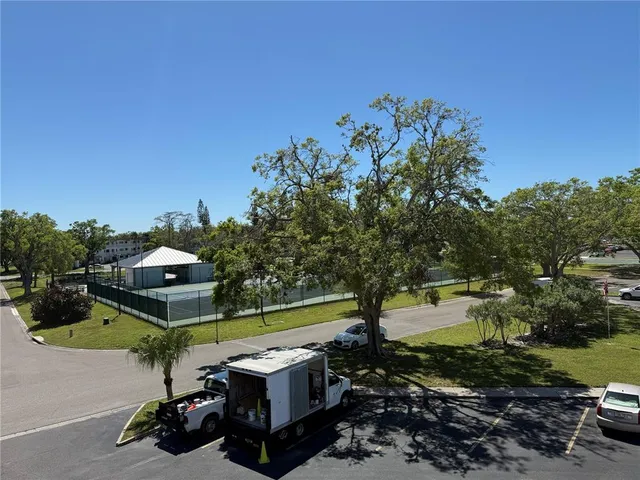 an aerial view of a house with a garden