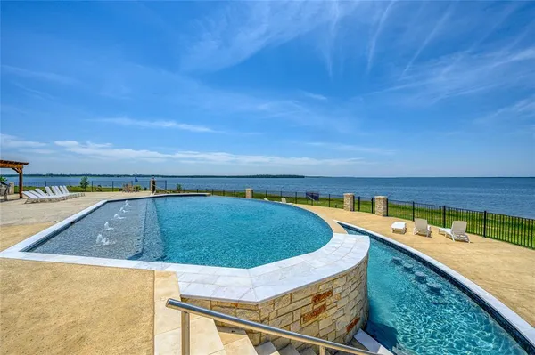 an aerial view of a house with a outdoor space