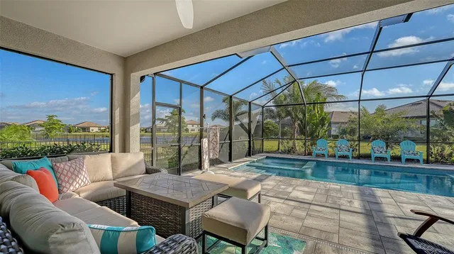 a view of a garden with a building in the background