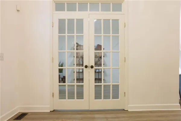 a view of wooden door