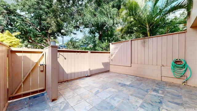 an outdoor view with patio