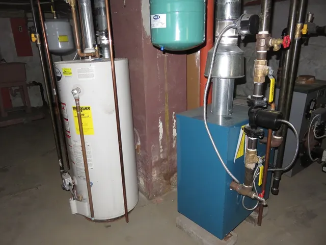 a close view of water heater room