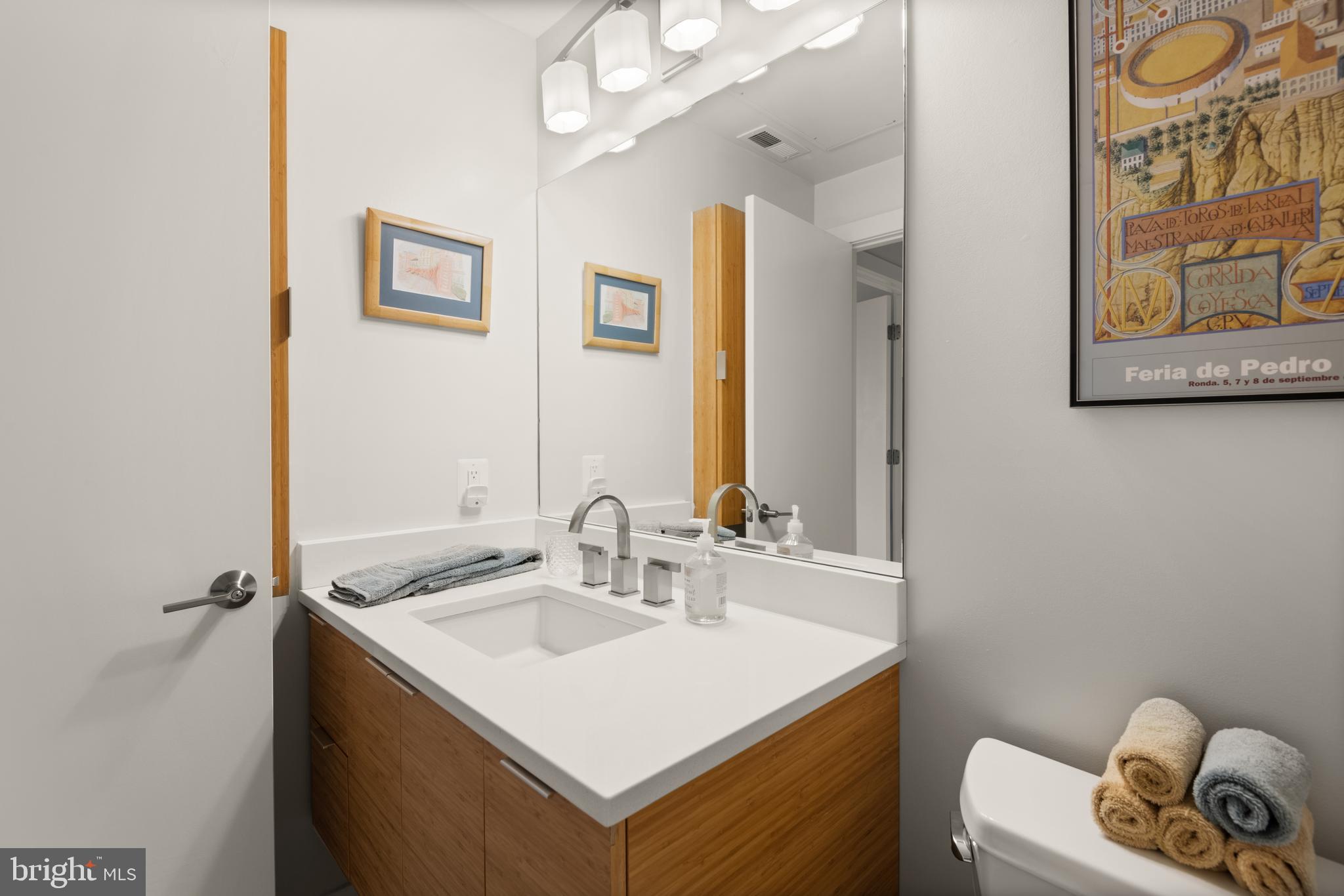 1436 Chapin Street Northwest, Unit F Washington, DC 20009 - Photo 25 of 41 a bathroom with a sink a mirror and a toilet