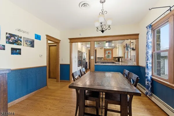 a bedroom with a bed and a table