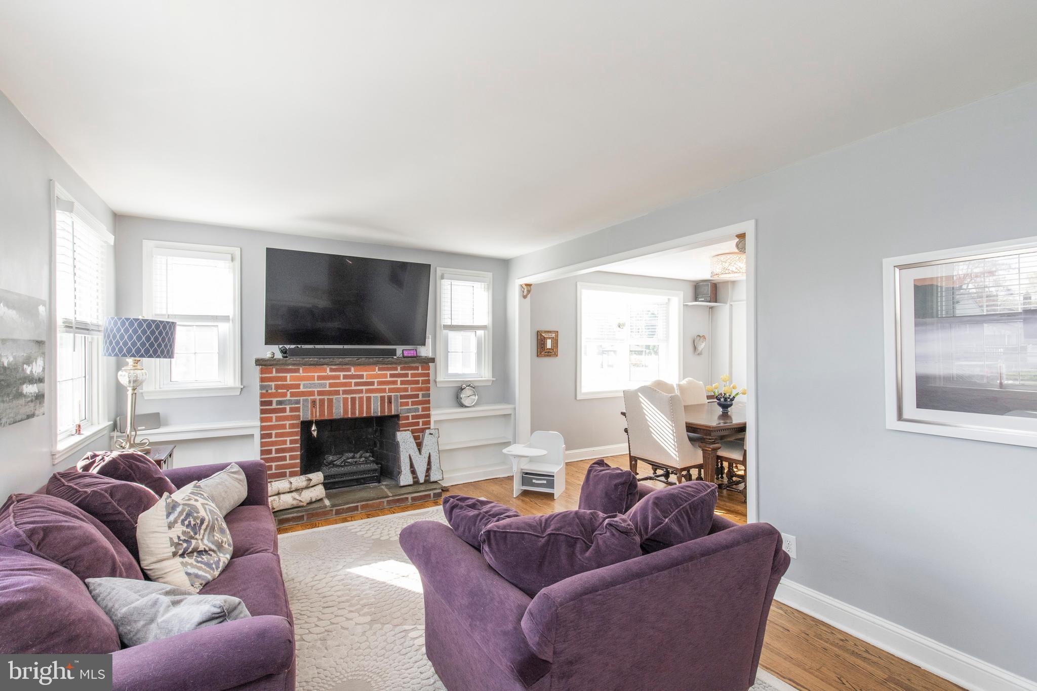 2950 Old Cedar Grove Road Broomall, PA 19008 - Photo 4 of 35 Living Room featuring brick fireplace