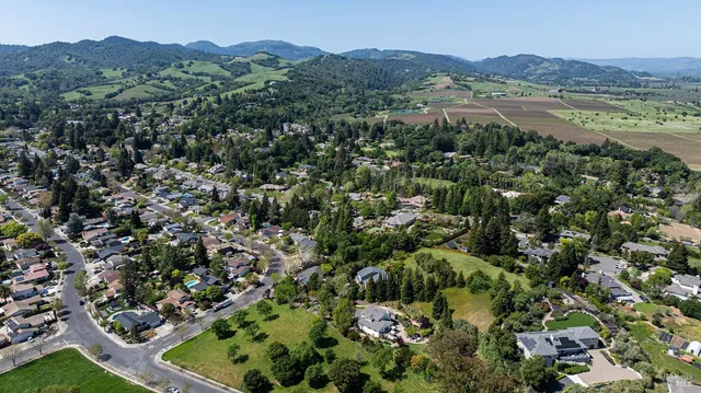 an aerial view of mountain with trees in the background