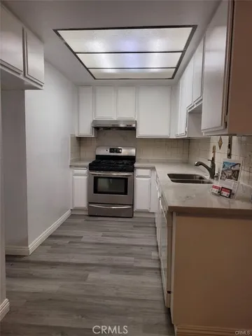 a kitchen with a sink cabinets and stainless steel appliances