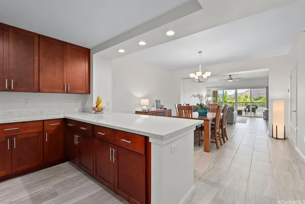 a kitchen with lots of counter top space