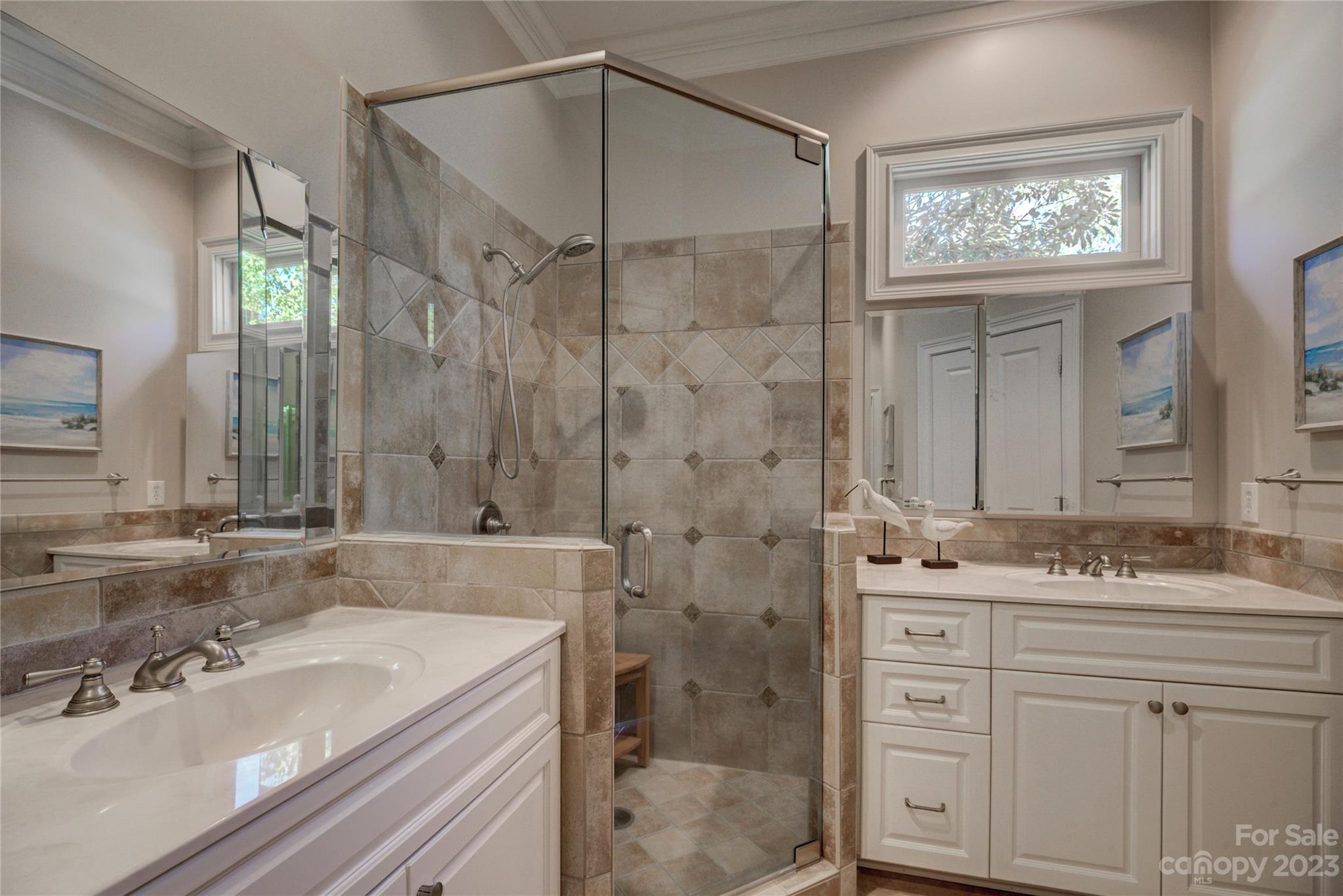 4269 River Oaks Road Clover, SC 29710 - Photo 24 of 48 a bathroom with a sink double vanity and a shower