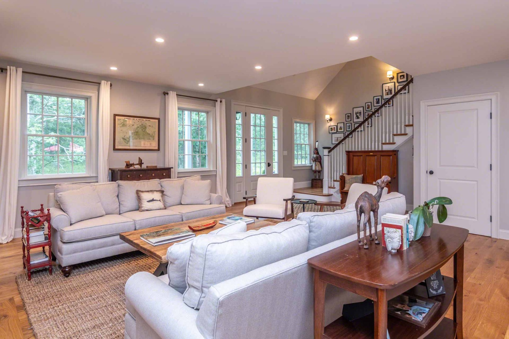 14 North Bog Road Edgartown, MA 02539 - Photo 6 of 46 a living room with fireplace furniture and a large window