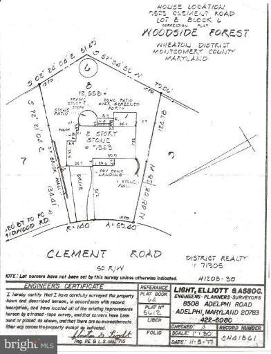 9523 Clement Road Silver Spring, MD 20910 - Photo 8 of 8 Plat #1
