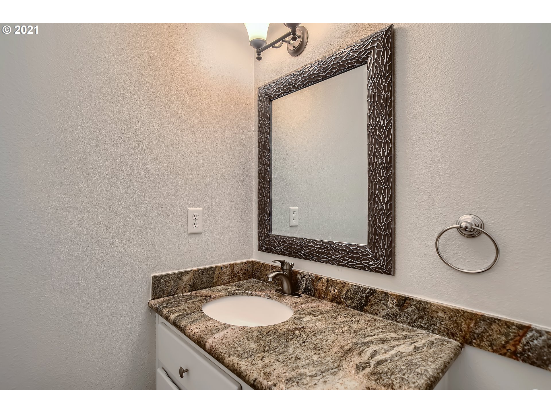 14540 Southeast Marci Way Clackamas, OR 97015 - Photo 14 of 32 a bathroom with a granite countertop sink and a mirror