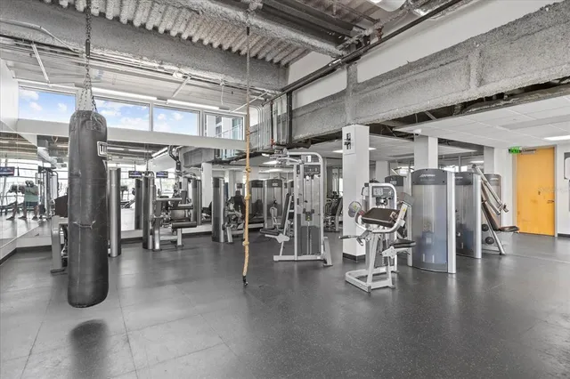 a view of a room with gym equipment