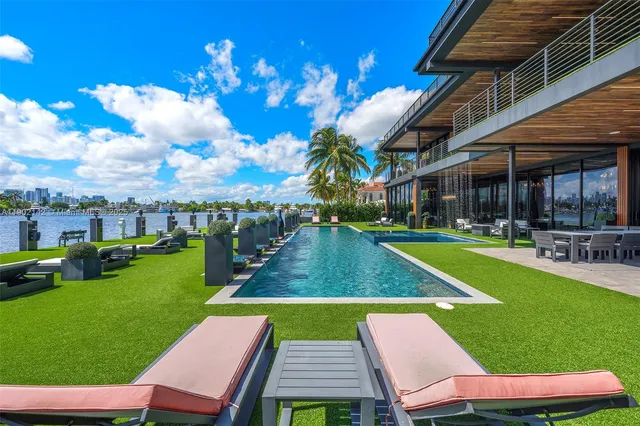 a dining room with furniture