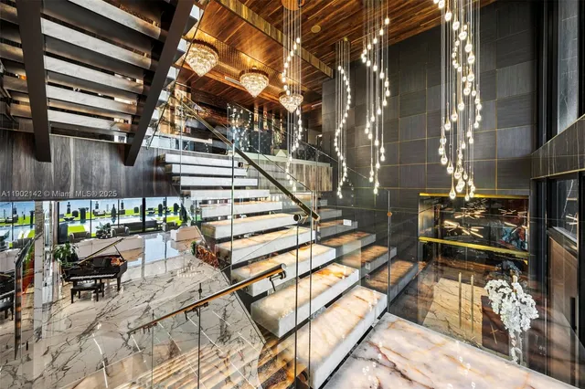 a view of a balcony with chairs