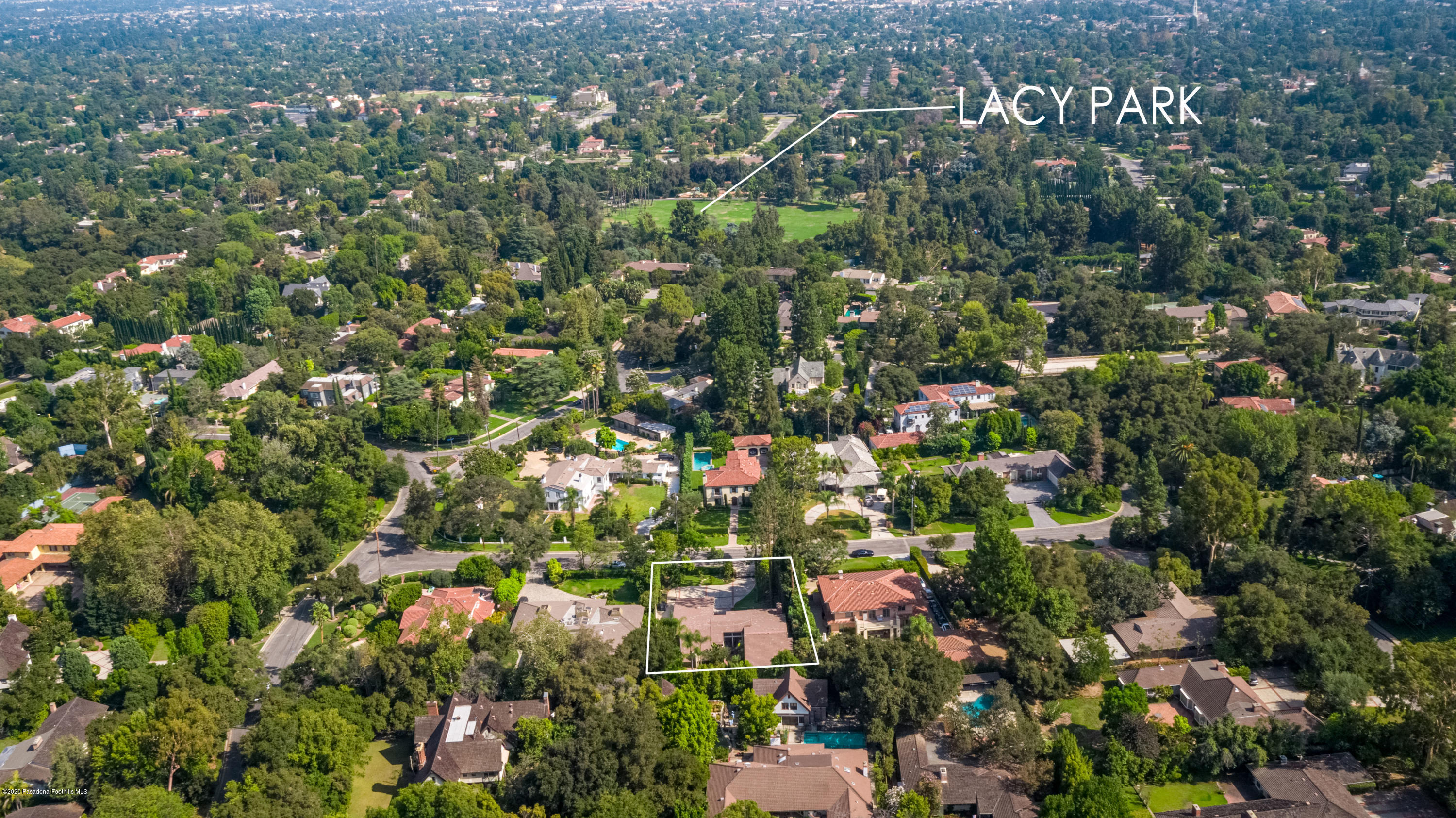 1225 Mesa Road San Marino, CA 91108 - Photo 2 of 48 an aerial view of a houses with a yard