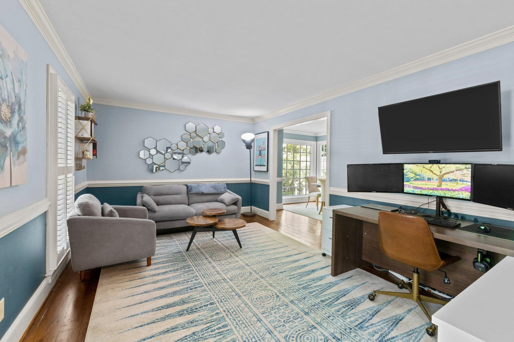 Spacious front room with large entryway into separate Dining Room. Currently being used as an Office Living Room