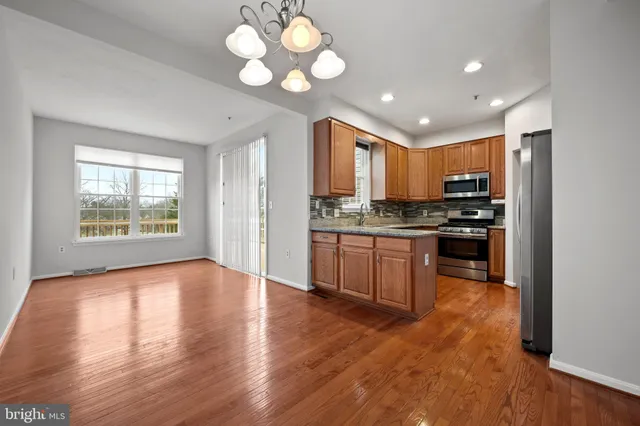 a kitchen with stainless steel appliances granite countertop wooden cabinets a stove a sink and a potted plant