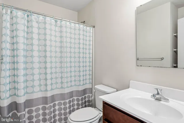 a bathroom with a sink toilet and mirror