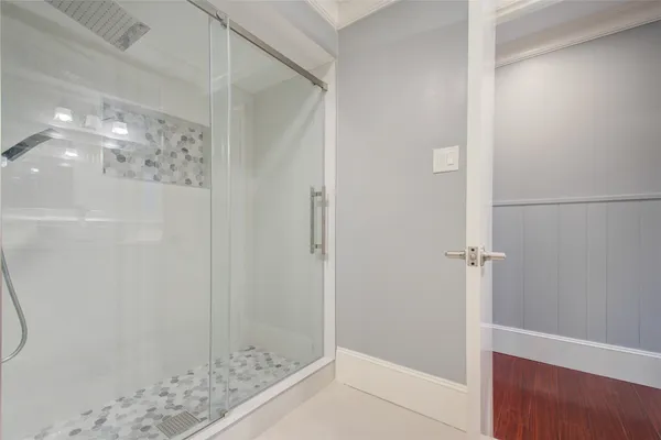 a bathroom with a shower
