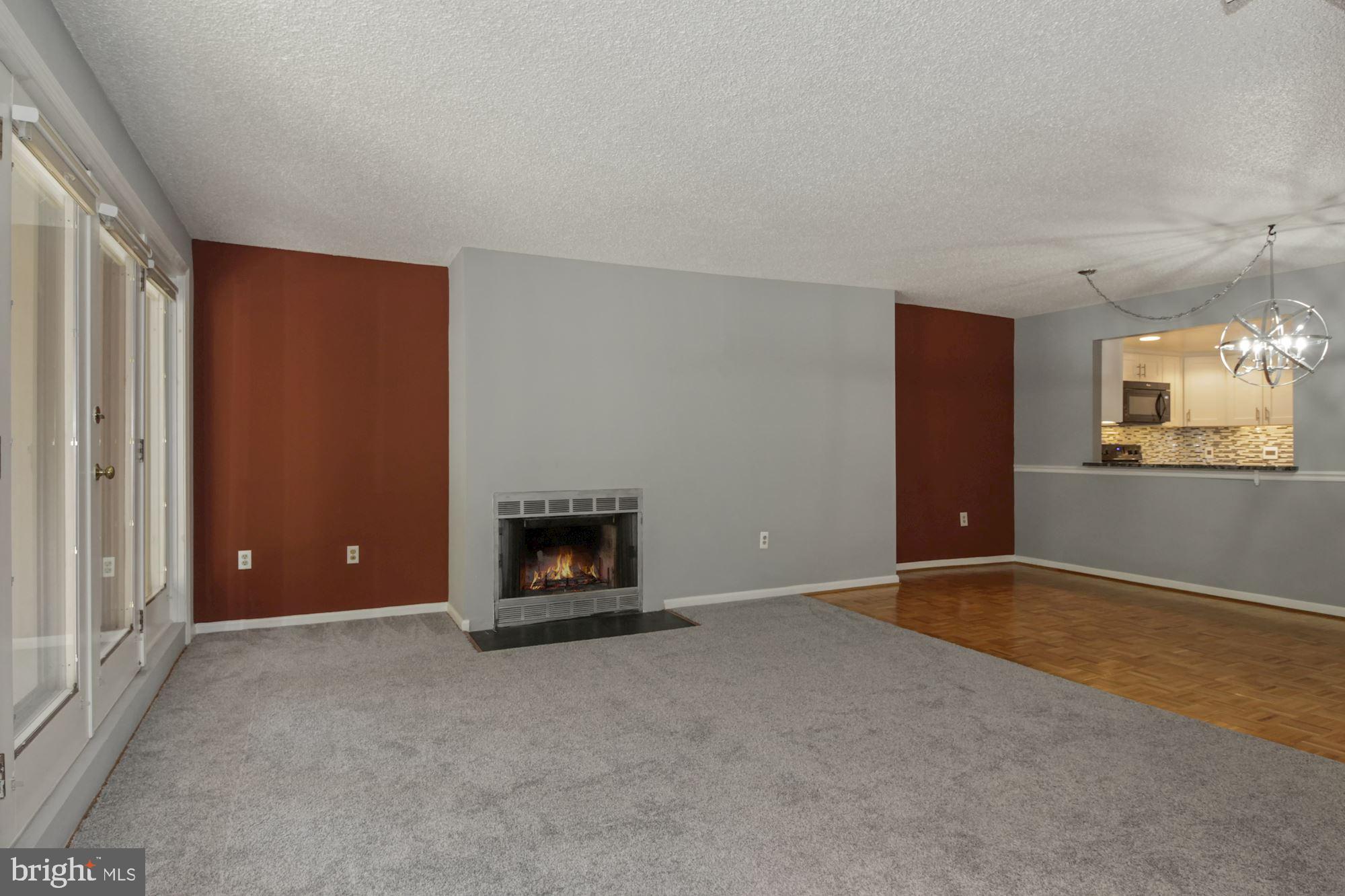 1040 Deer Ridge Drive, Unit 309 Baltimore, MD 21210 - Photo 7 of 31 Living room with wood burning fireplace
