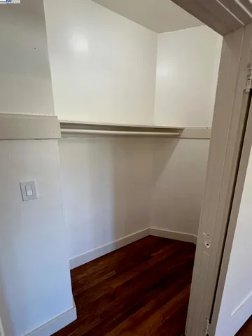 a view of small space with racks on the wall