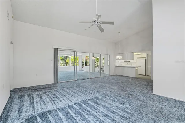 a view of a room with a stove and a window