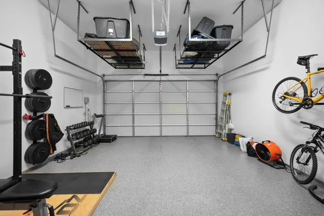 a room with gym equipment