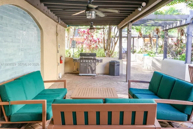 a outdoor space with furniture