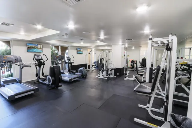 a view of a room with gym equipment
