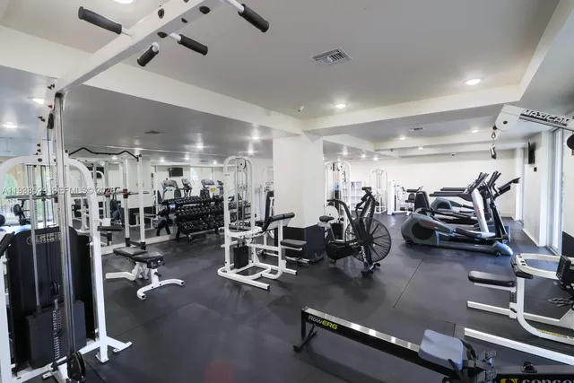 a view of a room with gym equipment