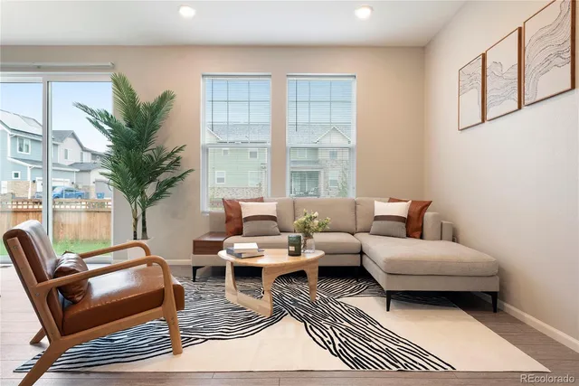 a living room with furniture