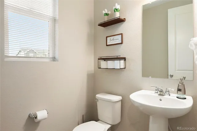 a bathroom with a sink a mirror and a toilet