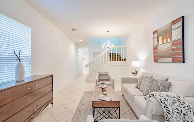 a living room with furniture