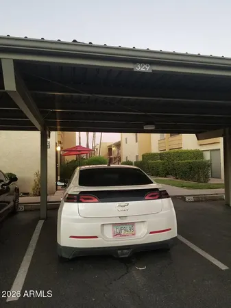 a view of car parked in garage