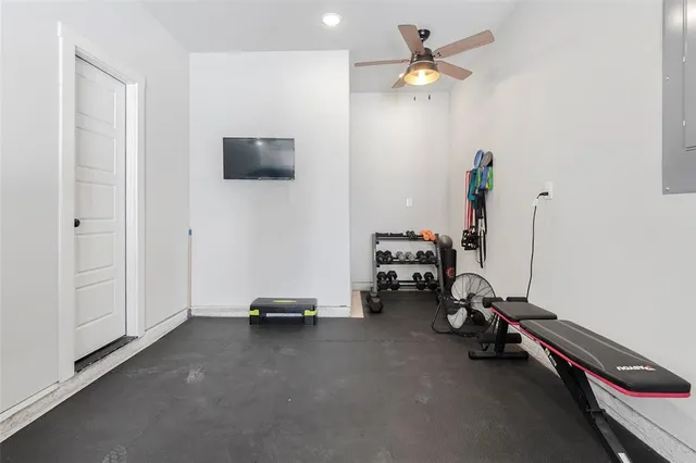 a view of a room with gym equipment
