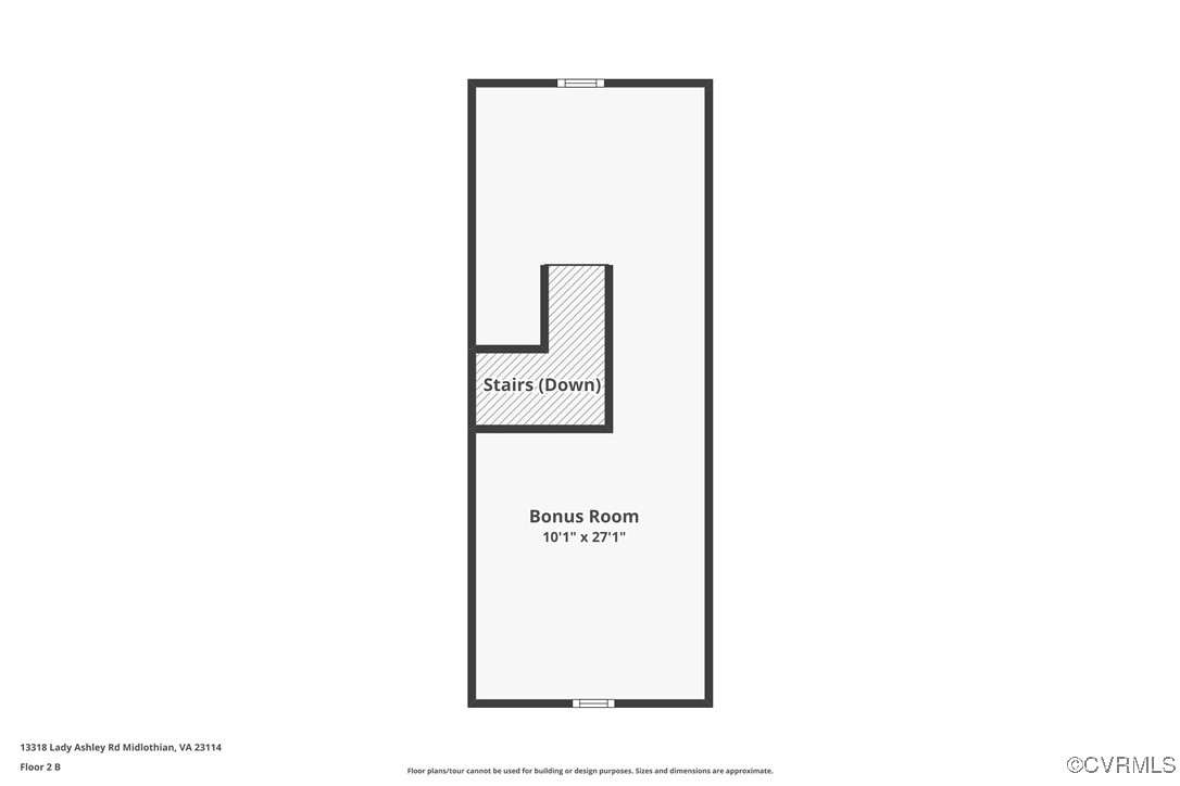 13318 Lady Ashley Road Midlothian, VA 23114 - Photo 36 of 37 Level 2 Bonus Room Floor Plan