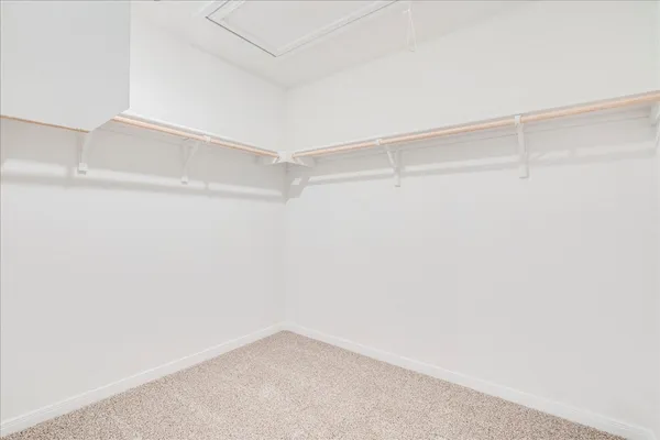 a view of an empty walk in closet