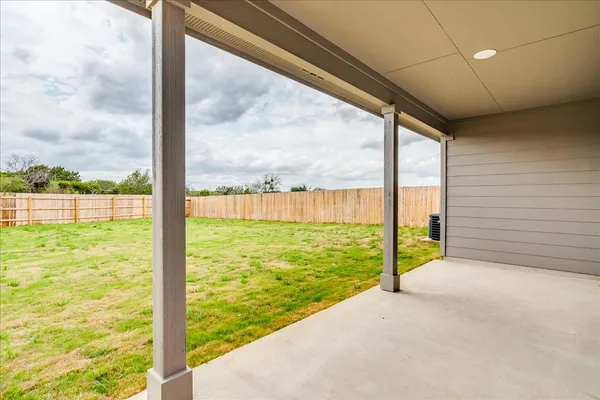 a view of a garden with an outdoor space
