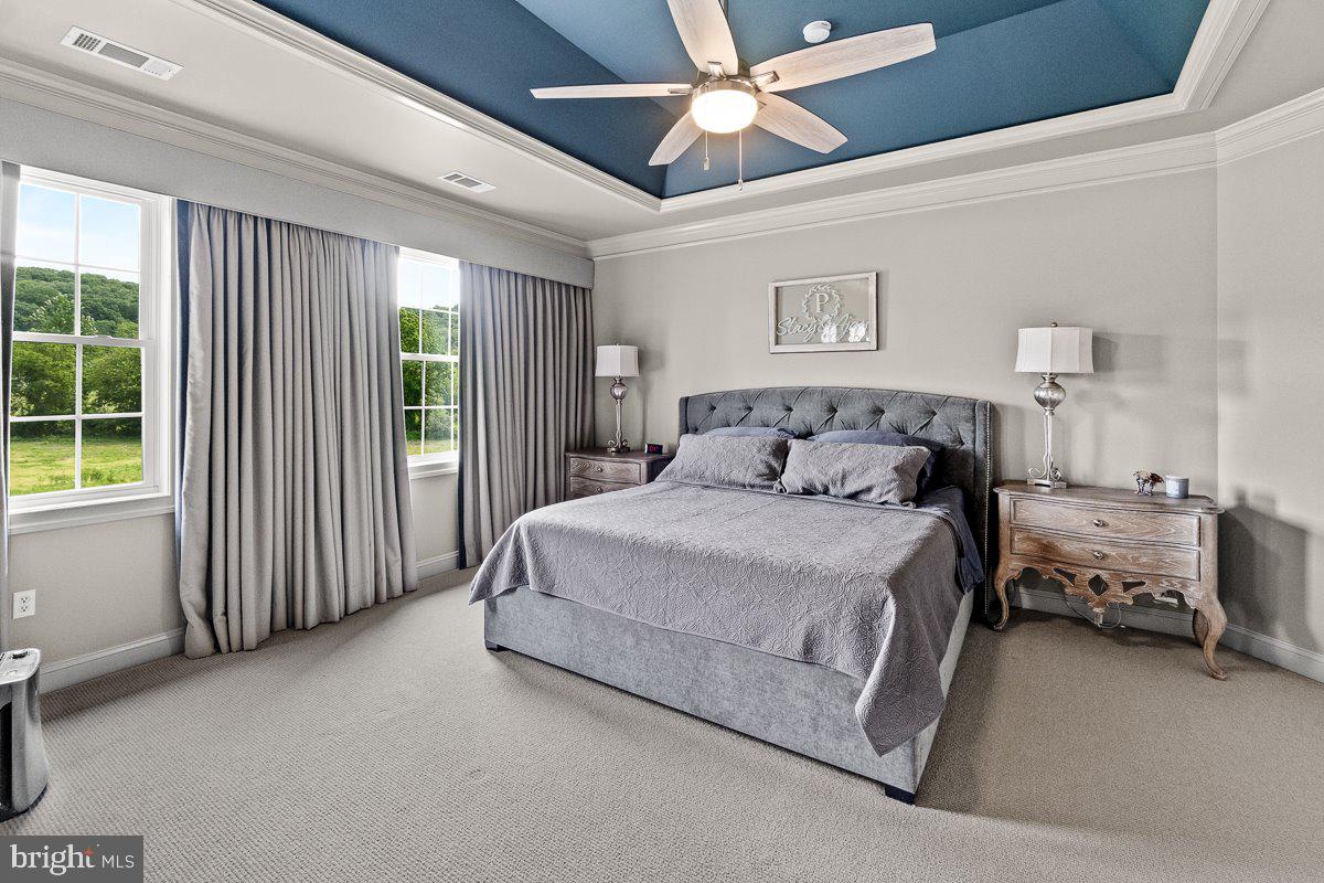 8170 Hollow Road Middletown, MD 21769 - Photo 25 of 67 a bedroom with a bed and a chandelier