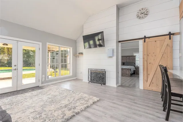 a view of livingroom with furniture and fireplace
