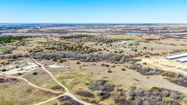 a view of a dry yard with wooden fence