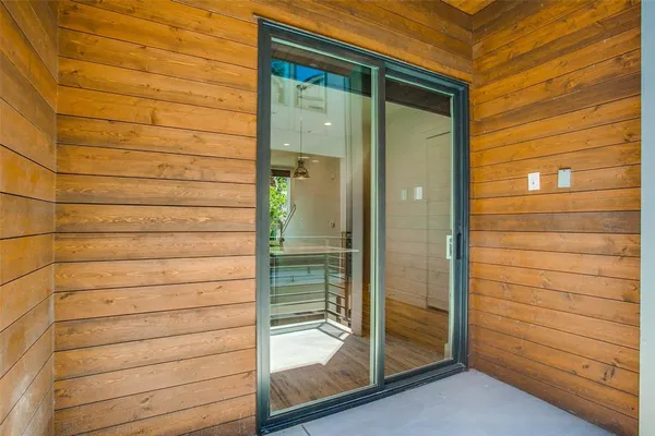 a view of wooden door