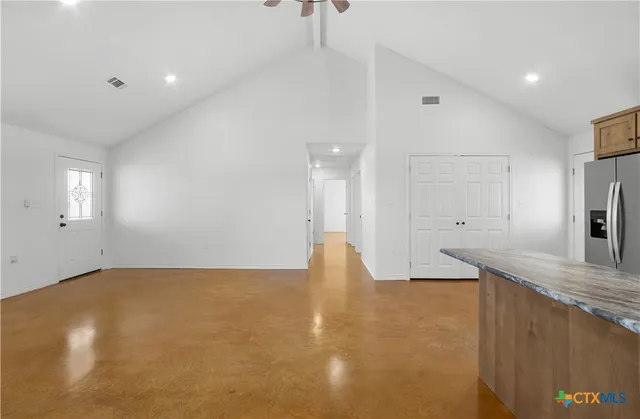 a view of a kitchen with a sink