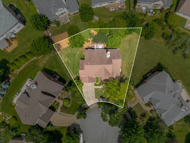 an aerial view of a house