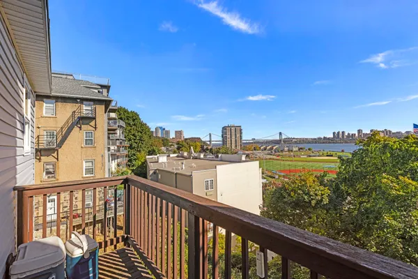 a view of a city from a balcony